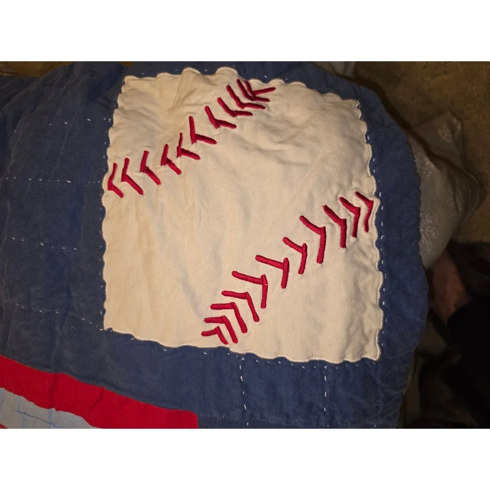 Circo Kids Sports Quilt Twin Blue Cotton Football Basketball Baseball Soccer